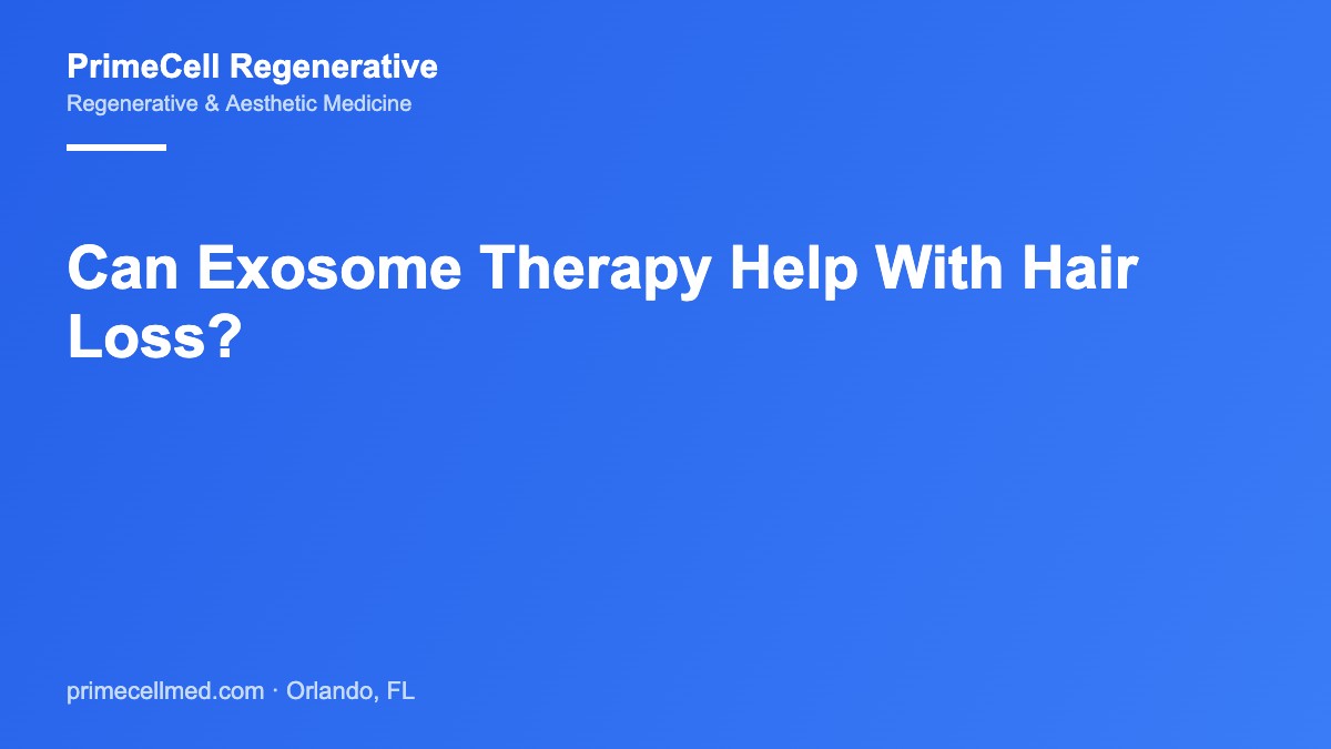 Physician evaluating a patient's scalp and hair loss pattern before discussing exosome therapy at an Orlando clinic